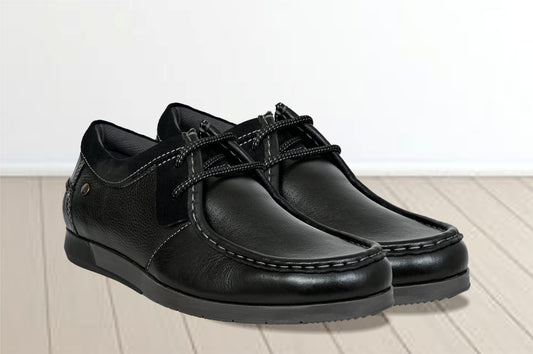 Black Leather Formal Lace-Up Shoes For Men