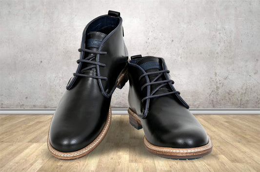 Black Leather Mid Top Boots