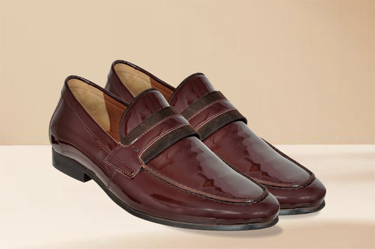 Burgandy Patent Leather Formal Penny Loafers