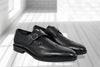 Black Leather Brogues Single Strap Formal Monk Shoes