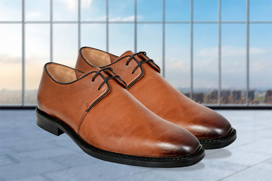 Tan Leather Formal For Men Lace-Up Casual Leather Shoes