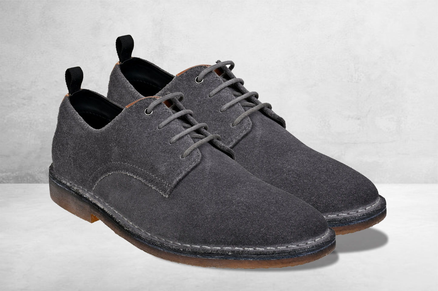 Grey Suede Men's Formal Lace-Up Shoes with Memory Foam Comfort