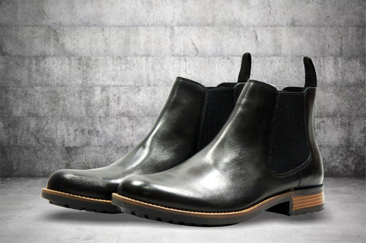 Black Genuine Leather Men's Chelsea Boots For Casual & Party Wear