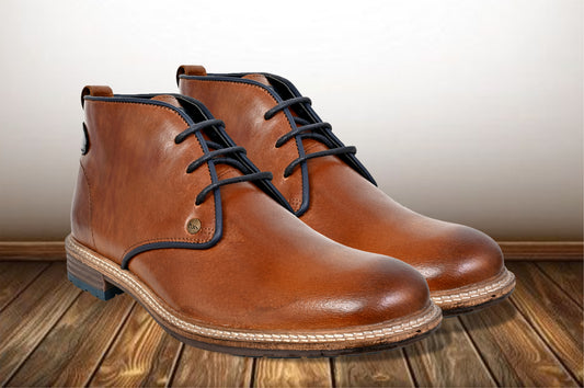 Tan Leather Men Mid Top Boots