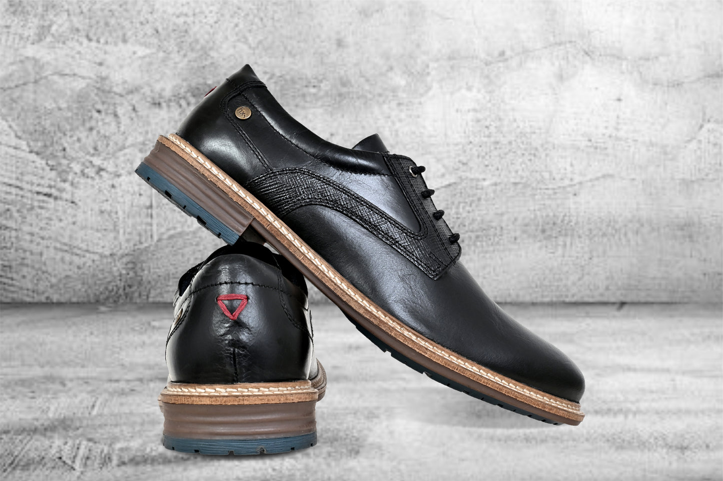 Black Leather Textured Formal Derby Shoes