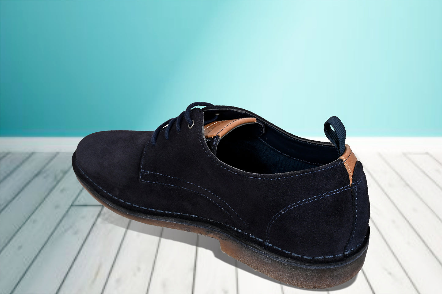 Navy Suede Men's Formal Lace-Up Shoes with Memory Foam Comfort