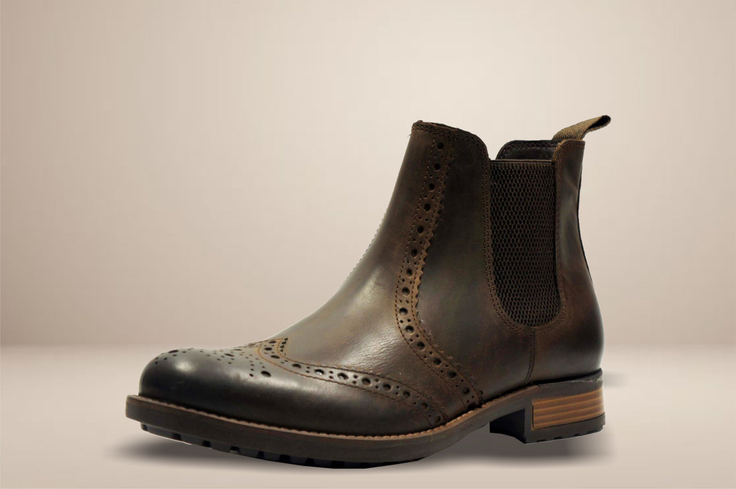 Brown Genuine Leather Men's brogue Chelsea Boots For Casual