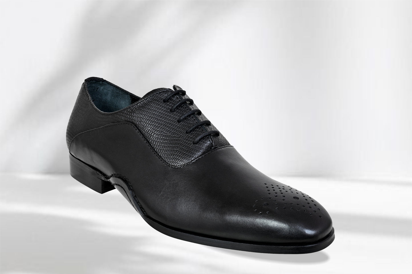 Black Genuine Leather Oxford Classic Formal Lace-Up Shoes For Men