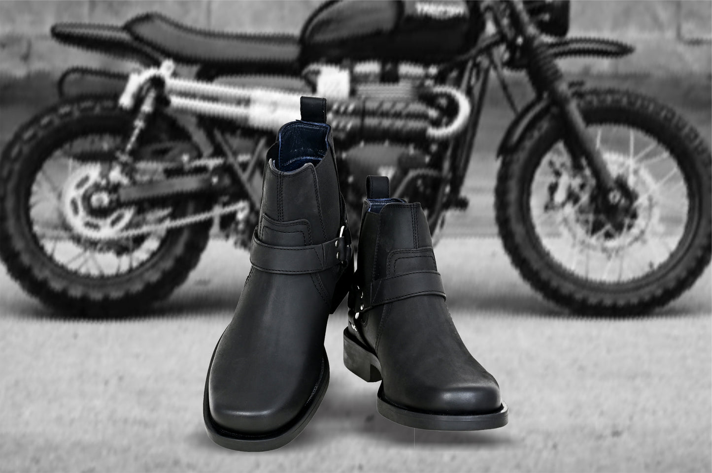 Black Genuine Leather Riding Boots For Men