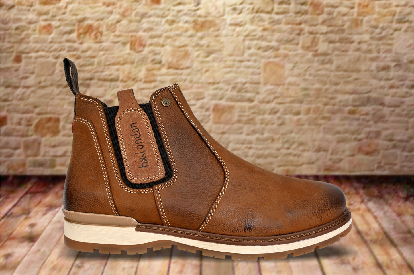 Tan Leather Round Toe Mid Top Chelsea Boots