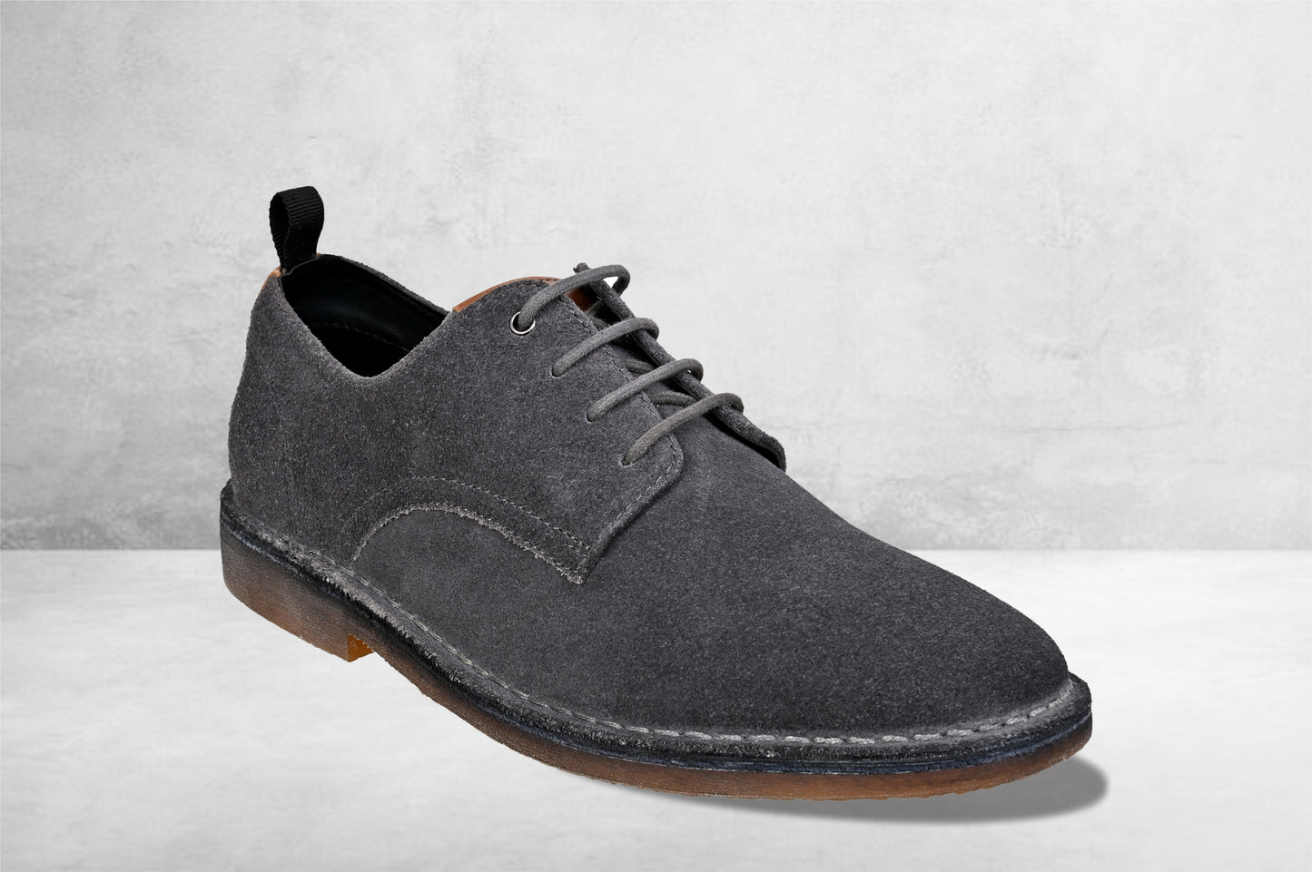 Grey Suede Men's Formal Lace-Up Shoes with Memory Foam Comfort