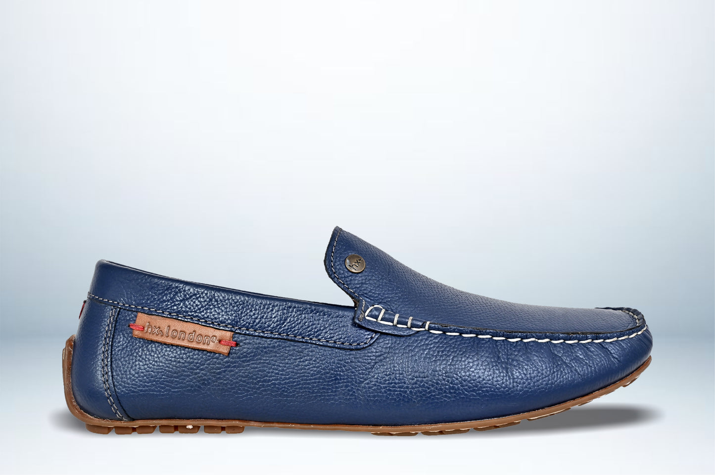 Light Blue Leather Men Lightweight Penny Driving Shoes