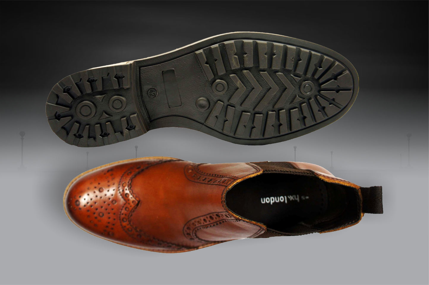 Tan Genuine Leather Men's brogue Chelsea Boots For Casual &