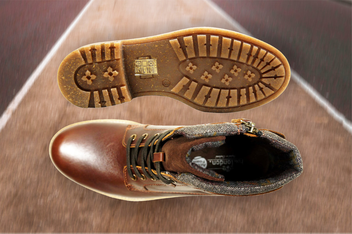Brown Genuine Leather Men's Lace-up Boots For Casual & Party Wear