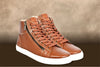 Tan Genuine Leather Ankle Sneakers for Men