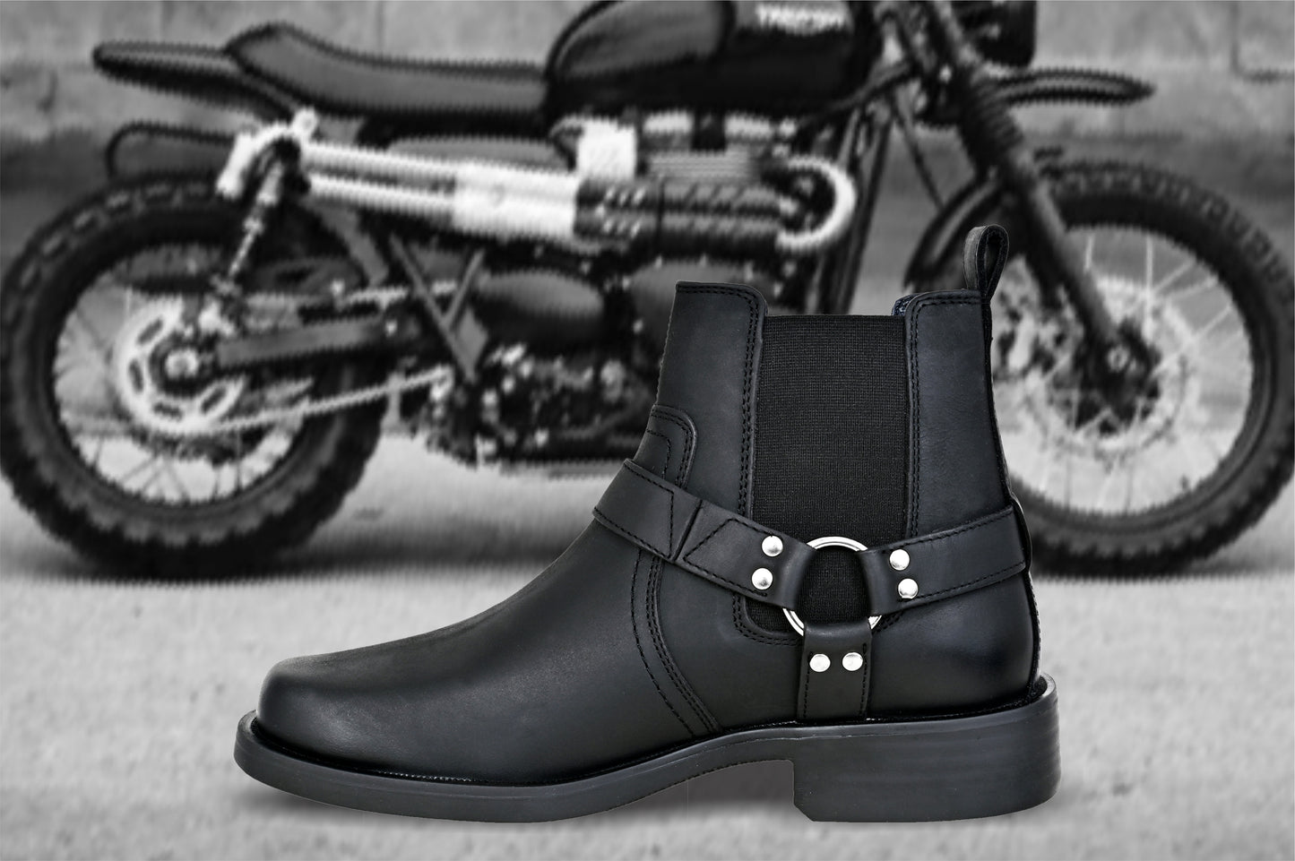 Black Genuine Leather Riding Boots For Men