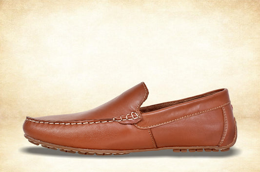 Tan Leather Men Lightweight Penny Driving Shoes
