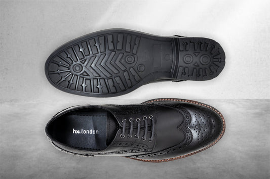 Black Genuine Leather Lace-Up Shoes For Men