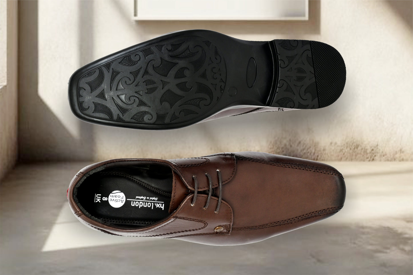 Brown Leather Formal Lace-Up Shoes For Men