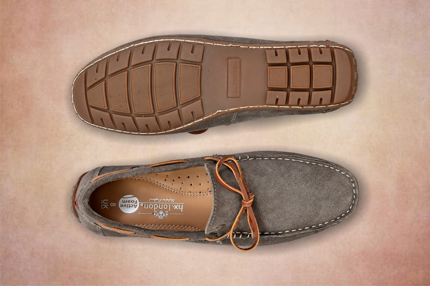 Khaki Suede Lightweight Driving Shoes With Bows