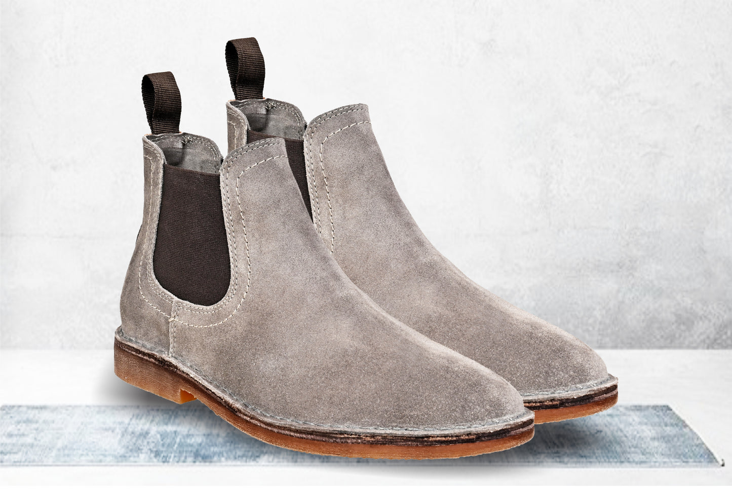 Light Grey Suede Chelsea Boots For Men