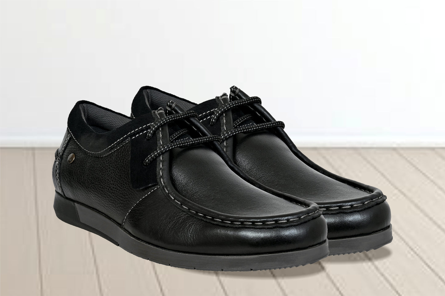 Black Leather Formal Lace-Up Shoes For Men