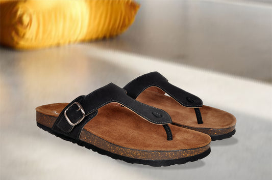 Black Leather Sandal Casual Leather Flats For Men