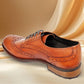 Tan Genuine Leather Lace-Up Shoes For Men