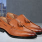 Tan Leather Tassel Formal Loafers