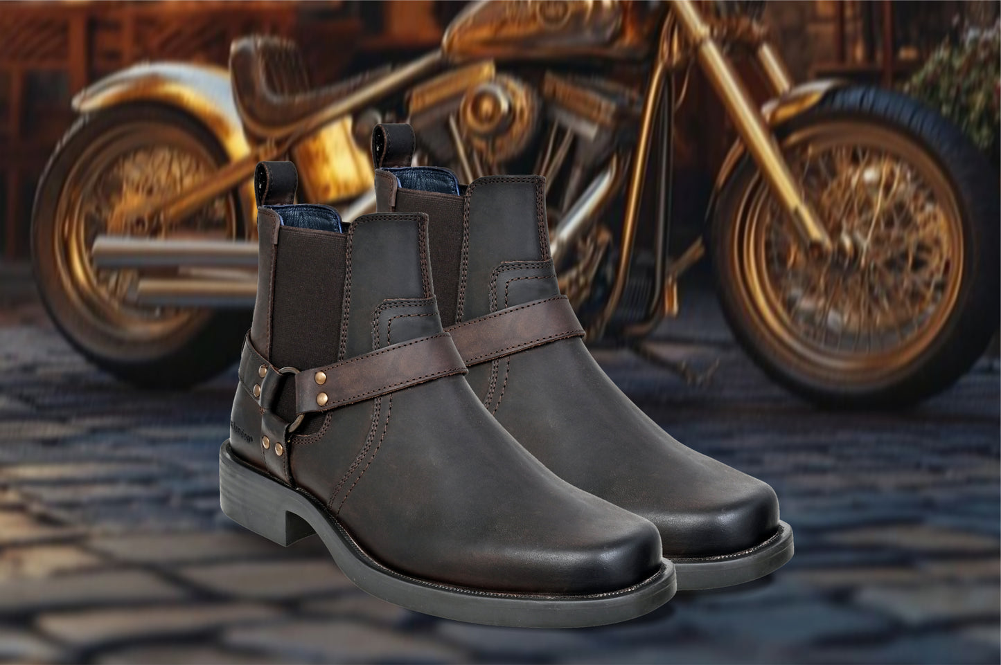 Brown Genuine Leather Riding Boots For Men
