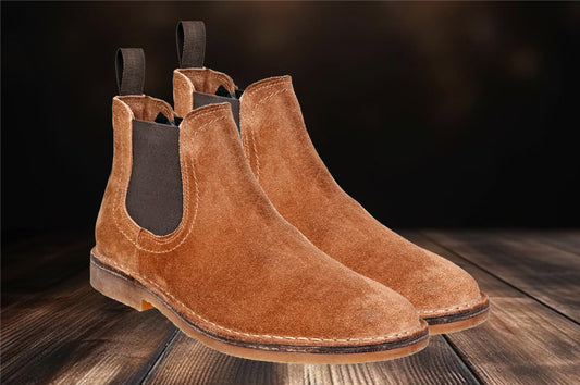 Tan Suede Chelsea Boots For Men