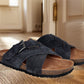 Navy Suede Slip-on Sandal Casual Flats  For Men