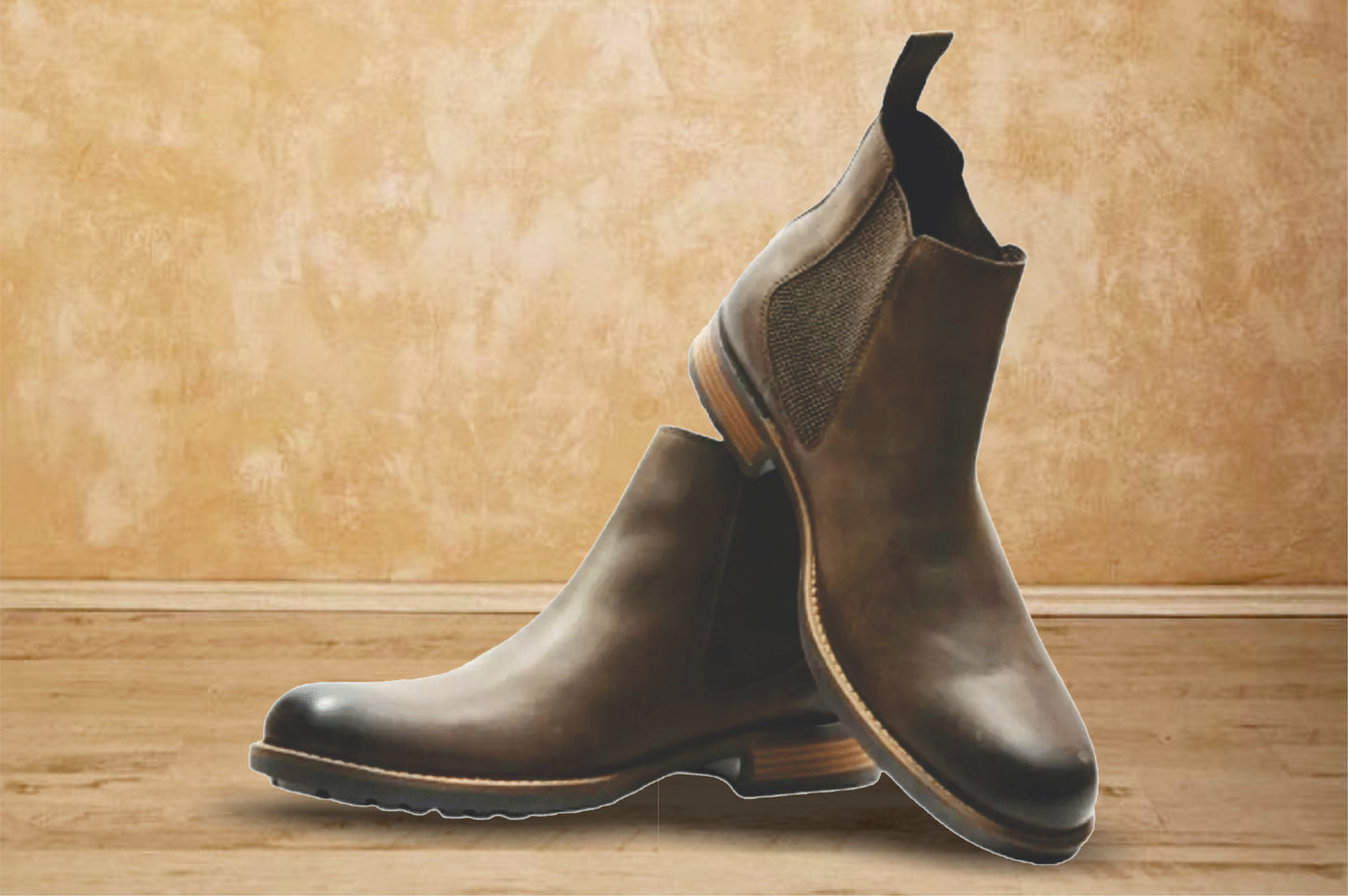 Brown Genuine Leather Men's Chelsea Boots For Casual & Party Wear