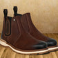 Brown Leather Round Toe Mid Top Chelsea Boots