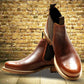 Brown Genuine Leather Men's Chelsea Boots For Casual Wear