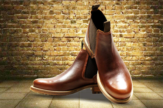Brown Genuine Leather Men's Chelsea Boots For Casual Wear