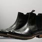Black Genuine Leather Men's brogue Chelsea Boots For Casual