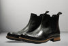 Black Genuine Leather Men's brogue Chelsea Boots For Casual