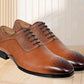 Tan Genuine Leather Oxford Classic Formal Lace-Up Shoes For Men