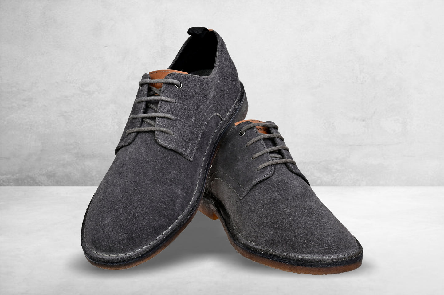 Grey Suede Men's Formal Lace-Up Shoes with Memory Foam Comfort