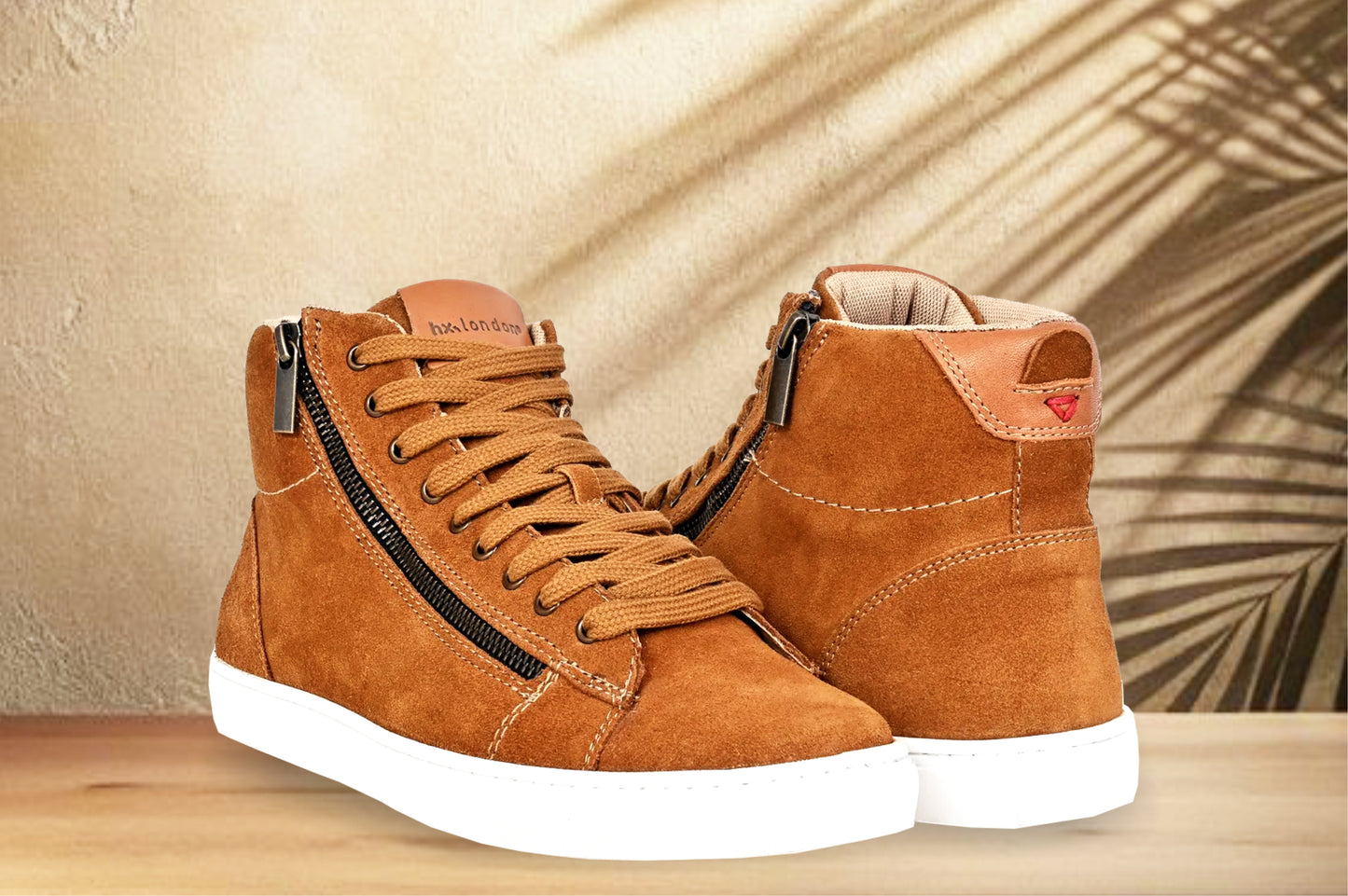 Camel Genuine Suede Leather Ankle Sneakers for Men