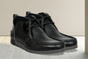 Black Leather Formal Lace-Up Chuckka Boots For Men