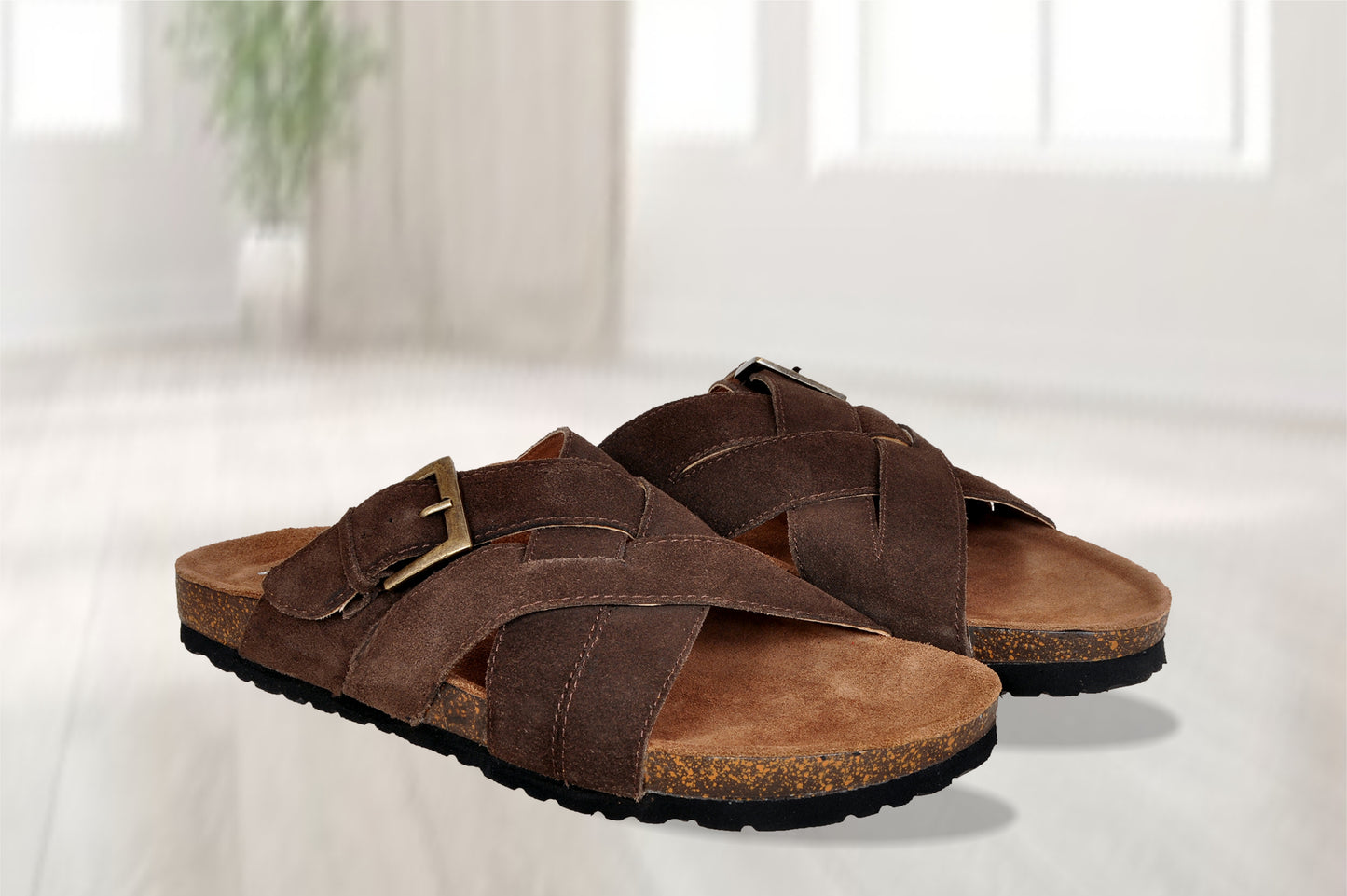 Brown Suede Slip-on Sandal Casual Flats for Men