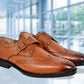 Tan Leather Brogues Single Strap Formal Monk Shoes