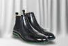 Black Brush-Off Leather Brogues Mid Top Blocked Heel Regular