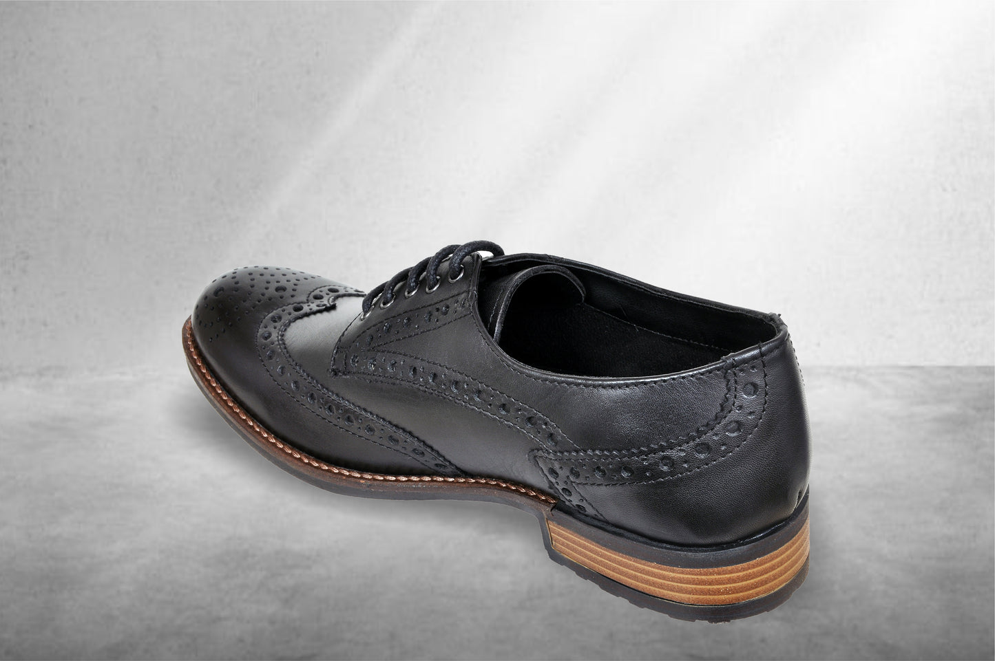Black Genuine Leather Lace-Up Shoes For Men