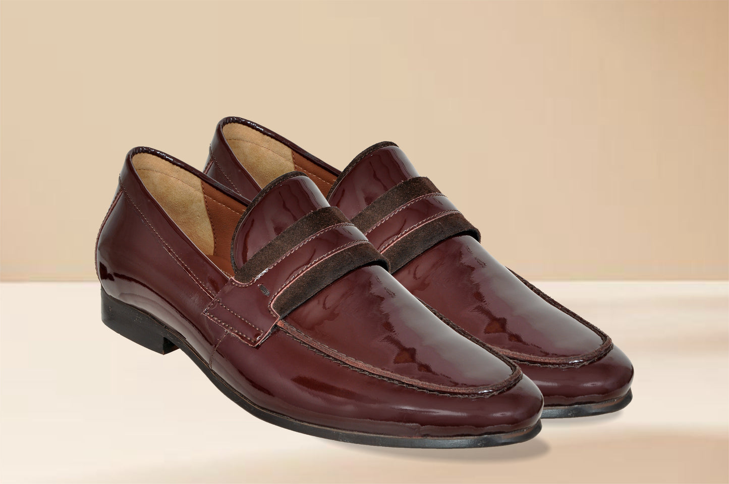 Burgandy Patent Leather Formal Penny Loafers