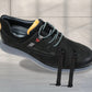 Black Leather Men Round Toe Lightweight Nubuck Sneaker