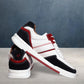 White & Blue leather Lace-up Sneakers for Men