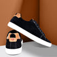 Navy Genuine Suede Leather Formal Lace-Up Sneakers For Men